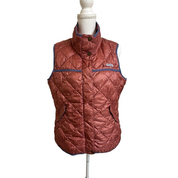 Columbia PFG Women's L Diamond Quilted Vest L Rust W/Blue Trim - Picture 1 of 6